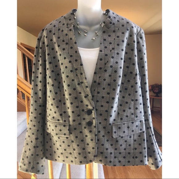 Lane Bryant Jackets & Blazers - Lane Bryant Blazer Black Gray Polka Dotted 18